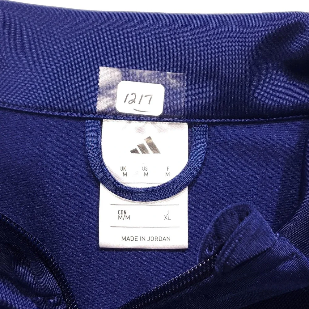 adidas Track Jacket Mens M Blue Full Zip Stand Collar Zip Pockets